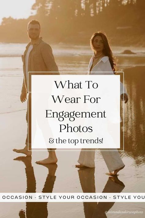 Looking for the perfect engagement photos outfits? You’ll love these looks for spring, summer, fall, and winter. Whether you need engagement photo outfits for the beach, outdoors, or the studio, there are chic, classy, dressy, and casual looks you’ll love for the bride and her beau. These couple photoshoot outfits are on-trend, modern, and perfect for your special shoot! You won’t be lost when it comes to what to wear for engagement pictures! photo cred: @MIRANDANDERSONPHOTO Engagement Shoot Outfits Summer, Engagement Photo Shoot Outfits, Dresses For Engagement Pictures, Outfits For The Beach, Fall Engagement Pictures Outfit, Outdoor Engagement Pictures, Summer Engagement Pictures, Couple Photoshoot Outfits, Spring Engagement Photos Outfits