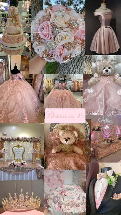 Quinceanera Ideas Pink, Quince Decorations Ideas, 15 Party Ideas Quinceanera, Cinderella Quinceanera Themes, Dream Quinceanera, 15 Party Ideas, Rose Gold Quince, Quince Planning, Rose Gold Quinceanera