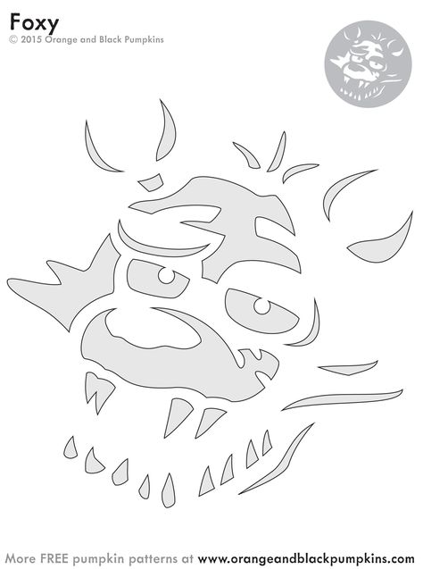 Fnaf Pumpkin Stencil, Pumpkin Carving Ideas Paper, Zombie Pumpkin Carving Templates, Fnaf Pumpkin Carving Stencils, Nintendo Pumpkin Carving, Fnaf Pumpkin, Jack O Lantern Templates, Craft Pumpkin Carving, Five Nights At Freddy's Foxy