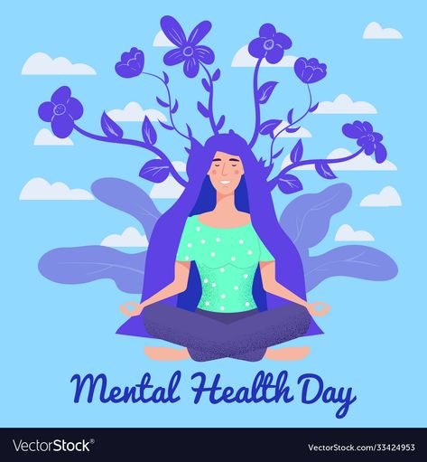 World Mental Day Poster, World Mental Day, Health Day Poster, Mental Day, Health Awareness Poster, Yoga Lotus, World Mental Health Day, Awareness Poster, Lotus Pose