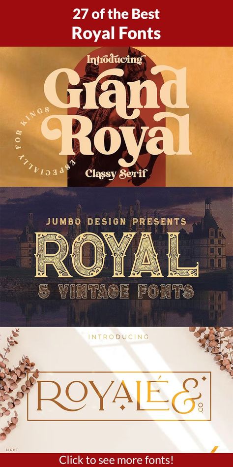 If you're looking to add a touch of luxury and elegance to your graphic designs, look no further than these 27 royal fonts. From classic typefaces like Garamond to modern calligraphy fonts, there's something here for everyone. So why not download them today and start adding some regal flair to your work? Royal Invitation, Classy Fonts, Alphabet Style, Luxury Font, Modern Typeface, Modern Calligraphy Fonts, Commercial Use Fonts, Modern Lettering, Food Logo