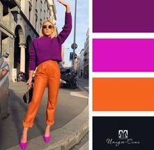 Colour Combinations Fashion, Color Combos Outfit, Color Blocking Outfits, Point Design, Color Combinations For Clothes, Orange Pants, Color Trends Fashion, Pants Pattern, Colourful Outfits