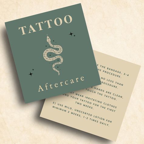 Tattoo Promotion Ideas, Tattoo Aftercare Instructions, Tattoo Artist Business Cards, Tattoo Shop Decor, Tattoo Studio Interior, Cards Tattoo, Cream Tattoo, Tattoo Salon, Art Business Cards