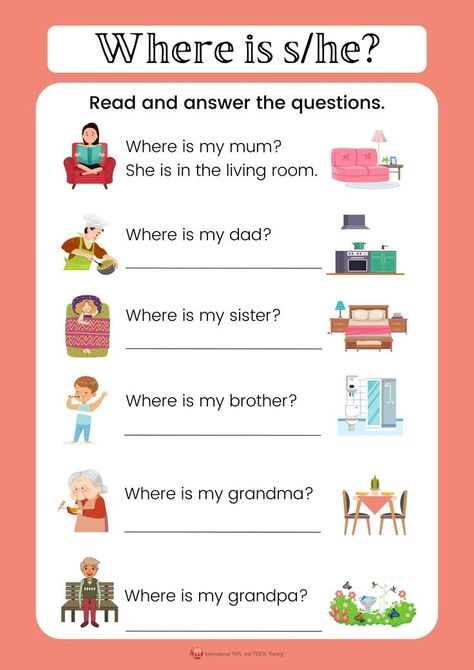 English Language Learning Activities, Teach English Online, Teach English To Kids, Family Worksheet, English Learning Books, Teaching English Online, Preschool Activities Toddler, Learning English For Kids, English Worksheets For Kids