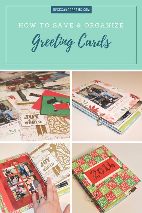 Greeting Card Keepsake Album: How to Save & Organize Greeting Cards How To Organize Greeting Cards, What To Do With Old Greeting Cards, Upcycle Cards, Organize Greeting Cards, Greeting Card Keepsake, Christmas Card Book, Saving Cards, Card Organization, Greeting Card Book