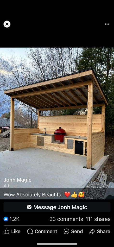 Grill Overhang, Grill Stations, Bbq Shelter, Yard Bar, Grilling Station, Outdoor Bbq Area, Lake Ideas, Outdoor Grill Station, Building Things