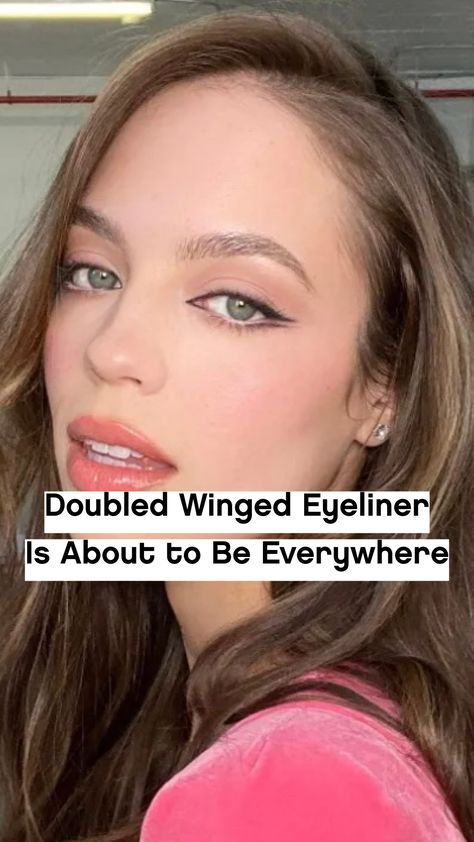 2 Line Eyeliner, Eyeliner Double Wing, Double Liner Makeup, Split Wing Eyeliner, Small Black Winged Eyeliner, Two Wing Eyeliner, Make Up For Double Lid Eyes, Double Eyeliner Look, Double Winged Eyeliner Hooded Eyes