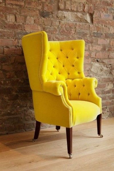 7 Main Types of Upholstered Chairs - Basics of Interior Design - Medium Wingback Chair Slipcovers, Bedroom Scandinavian, White Chairs, Yellow Sofa, Yellow Chair, Yellow Decor, Velvet Chair, Beautiful Chair, Comfy Chairs