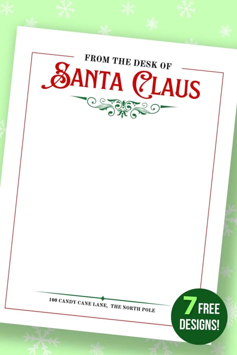 Use this free Santa letterhead to write your kids letters from Santa that look like they came straight from the North Pole.  Whether you want to leave a thank you note from Santa or you want to let your kids know they made it to the Nice List, these free printable Santa letterhead templates can help! Late Present Letter From Santa, Christmas Iou Printable, Santa Thank You Letter For Cookies, Thank You Letter From Santa, Santa Writing Font, Christmas Day Letter From Santa, Santa Clause Letter Template, Santa Letter Head Free Printable, Elf On The Shelf Printables Free Templates Letter From Santa