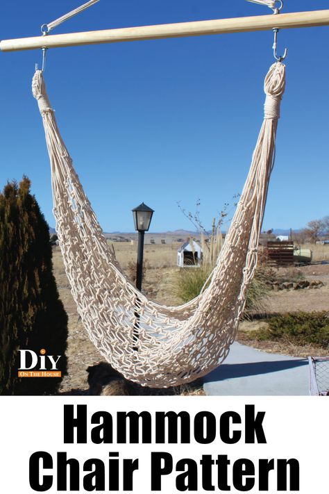 Macrame Hammock Chair Tutorial, Diy Hanging Egg Chair, Diy Macrame Hammock Chair, Macrame Outdoor Chair, Crochet Hammock Chair, Hammock Chair Diy, Macrame Chair Hanging, Hammock Pattern, How To Make A Hammock