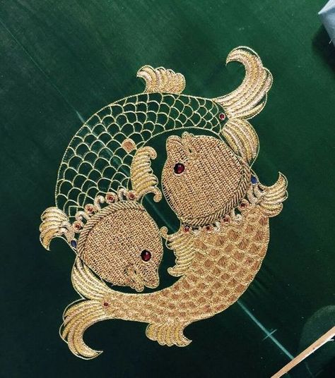 Party Wear Outfits, Gold Work Embroidery, Aari Designs, Zardozi Embroidery, Bead Embroidery Tutorial, Zodiac Designs, Bead Embroidery Patterns, Hand Work Embroidery, Embroidery Works