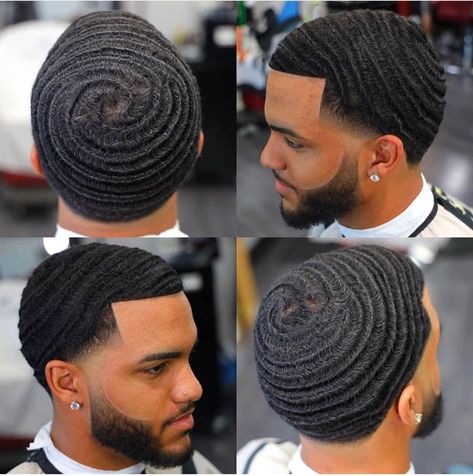 Wave Styles For Short Black Hair, Wave Hairstyles Men, Waves With Beard, 360 Jeezy, Wave Haircuts For Black Men, Dyed 360 Waves Men, 360 Swirl Waves, 540 Waves, Waves Black Men