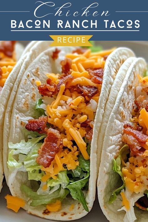 Chicken Bacon Ranch Tacos Recipe Chicken Bacon Tacos, Bacon Ranch Chicken Tacos, Chicken Bacon Ranch Tacos, Tostitos Recipes, Ranch Tacos, Bacon Taco, Chicken Ranch Tacos, Chicken Bacon Ranch Wrap, Zesty Ranch