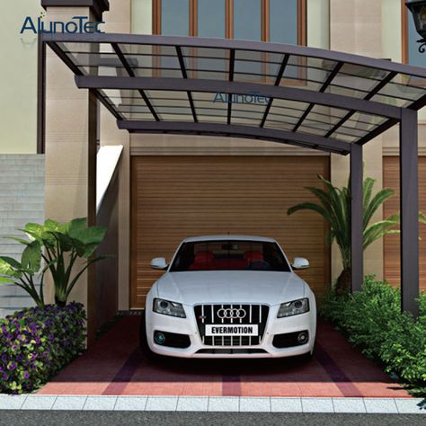 Online Shop Polycarbonated Single Carport Car Shelter Car Awning 5.5m length x 3m width x 3m height | Aliexpress Mobile Carport Designs Modern, Modern Carport Ideas, Modern Carport Designs, Carport In Front Of House, Parking Pergola, Single Carport, Cottage Garage, Car Porch Design, Garage Canopies