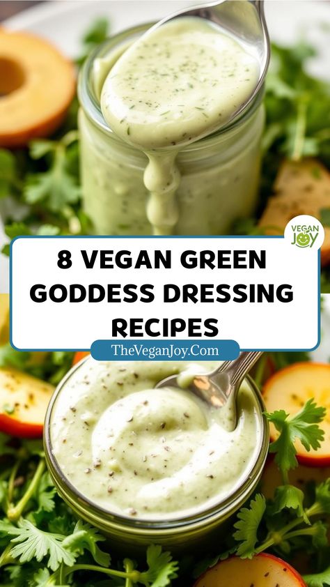 Creamy, herbaceous bliss: 8 vegan green goddess dressing recipes to elevate your salads! Green Goddess Dressing Vegan, Green Godess Dressing, Vegan Green Goddess Dressing, Green Goddess Dressing Recipe, Vegan Green Goddess, Goddess Dressing Recipe, Ube Recipes, Goddess Dressing, Vanilla Ice Cream Recipe