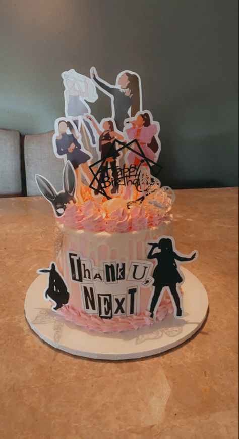 Thank You Next Cake, Ariana Grande Birthday Cake Ideas, Ariana Grande Cake Birthday, Ariana Grande Birthday Party Ideas, Ariana Grande Birthday Cake, Ariana Grande Cake, Ariana Grande Birthday, Bolo Da Hello Kitty