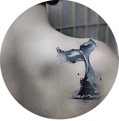 Chen Jie Newtattoo whale tattoo Skin Color Watercolor, Whale Tail Tattoo, Humpback Whale Tattoo, Tail Tattoo, Whale Tattoo, Tattoo Watercolor, Whale Tattoos, Ocean Style, Ocean Tattoos