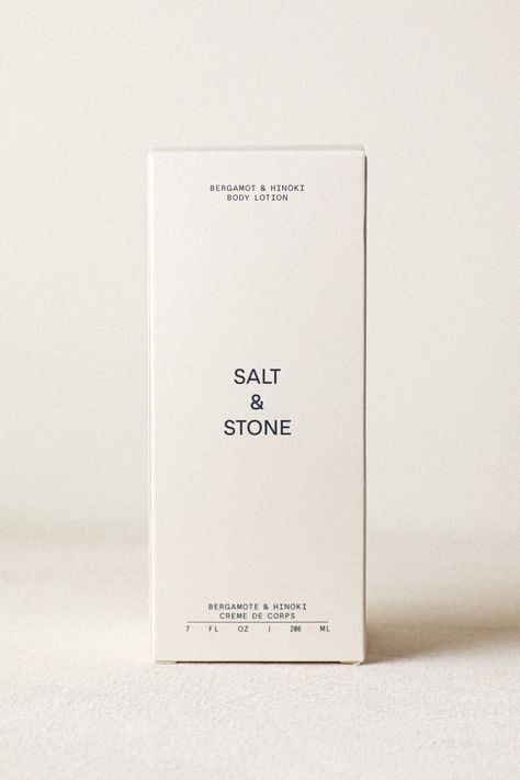 From our friends at Salt & Stone: A fast-absorbing, daily body lotion infused with seaweed extracts and niacinamide, this deeply hydrating lotion delivers nourishing ingredients to the skin quickly, drying down to a silky, soft finish while helping to restore the drying effects of outdoor activity, wind, sun and sea. Fragrance notes: Bergamot + Hinoki: Top — Italian Bergamot, Grapefruit Middle — Hinoki, Vetiver Base — Eucalyptus, Amber, Orange Blossom Santal + Vetiver: Top — Violet Leaves, Carda Salt And Stone, Skincare Labels, Violet Leaves, Salt Stone, Skincare Packaging, Skin Care Packaging, Moisturizing Body Lotion, Unique Packaging, Best Fragrances