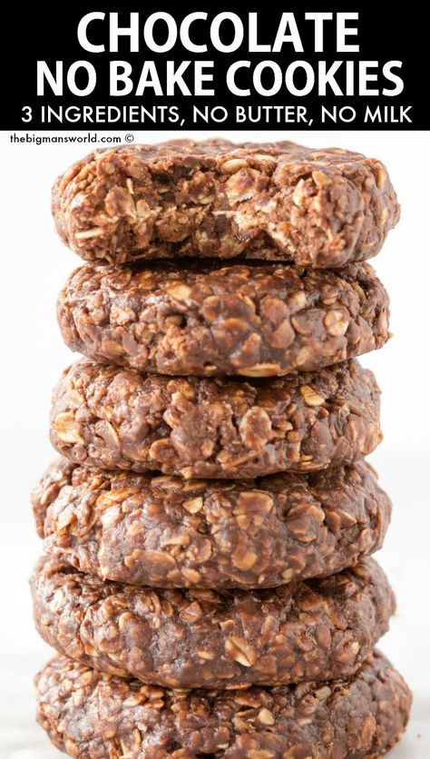 No Bake Cookies Without Butter, Deserts Without Milk, Sugar Free No Bake Oatmeal Cookies, Oatmeal Recipes Without Milk, Chocolate Cookies Without Butter, Easy Desserts Without Milk, No Milk Cookies Recipes, Fat Free Cookies Recipe, No Refined Sugar Cookies