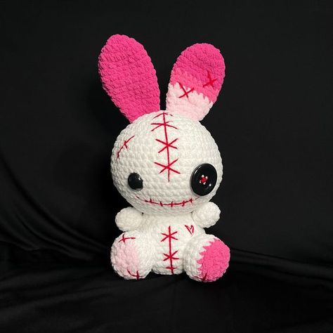 Crochet Bunny, Jumbo Plushie, Voodoo Bunny, Valentines Gift, Spooky Bunny, Creepy Cute, Gift for Valentines Day, Crochet Plush, Amigurumi Crochet toys free patterns easy #crochettoysfreepatternseasy #crochet #crochettoy #crochetpattern #crochetpatterns 4.537 Creepy Crochet Pattern Free, Creepy Cute Crochet, Spooky Bunny, Zombie Bunny, Bunny Valentines, Crochet Cat Toys, Creepy Toys, Crochet Toys Free Patterns, Spring Market