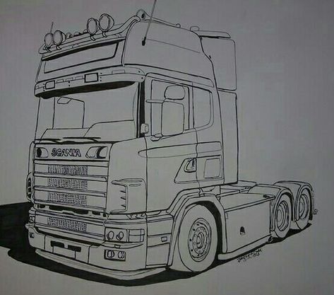 Lorry Drawing, Drawing House Plans, Fashion Canvas Art, Truck Tattoo, Limousine Car, Dry Brush Technique, Wooden Truck, Scania V8, Cool Car Drawings