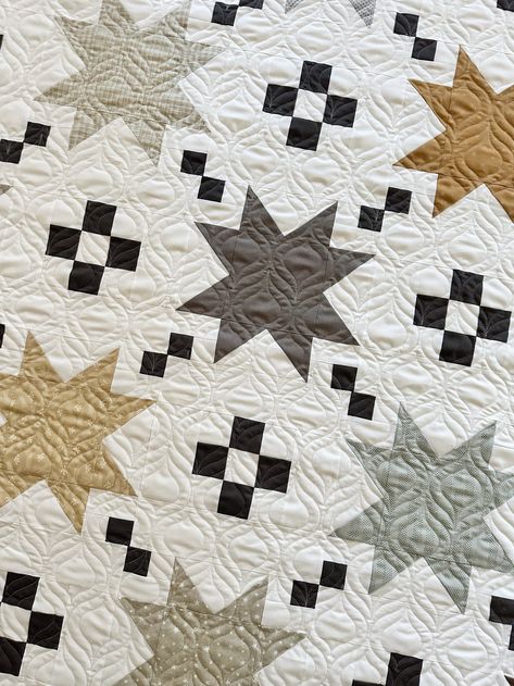 LeAnn’s Quilts — Quilting It LLC Scandinavian Quilt Patterns, Scandinavian Quilts, Quilt Stars, Bed Quilts, Farmhouse Quilts, Yellow Quilts, Quilting Stencils, Geometric Quilt, Quilting Room