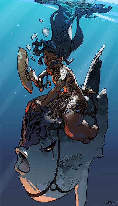 ArtStation - Molamola Maori, Ngan Pham Deviantart, Twitter, Water, Hair, Art