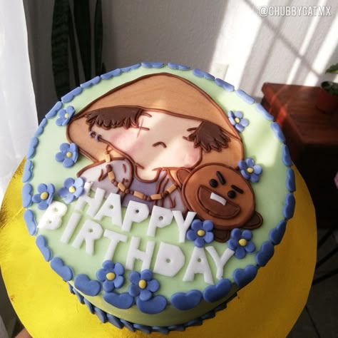 Suga shooky bts bt21 cake pastel Suga Cake Birthday, K Pop Cake Design, Kpop Desserts, Suga Birthday Cake, Yoongi Birthday Cake, Korean Cake Bt21, K Pop Birthday Cake, Koya Cake, K Pop Cake