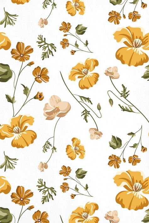 Beautiful yellow flower seamless pattern vector | premium image by rawpixel.com / Aew Flower Design Vector, Motif Vector, Flower Seamless Pattern, Vector Flowers, Cute Patterns Wallpaper, Backdrops Backgrounds, Digital Flowers, Seamless Pattern Vector, Homescreen Wallpaper