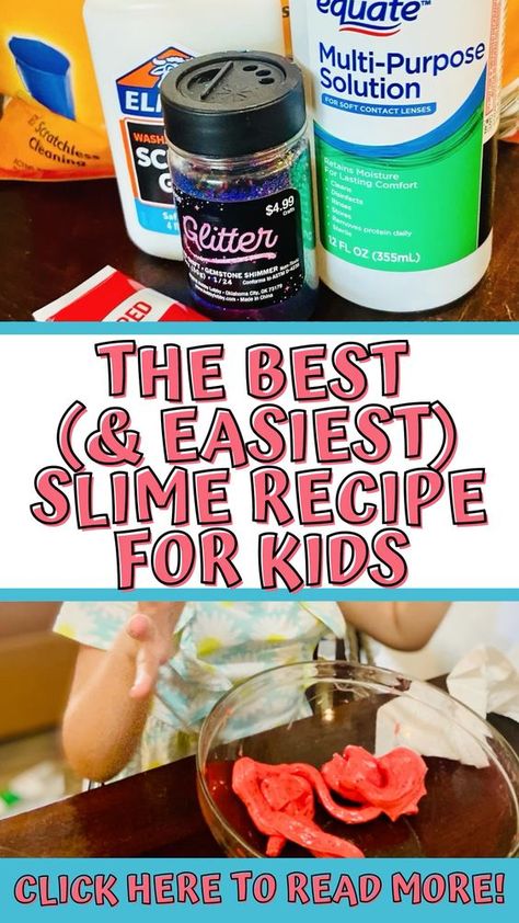 Learn how to make your own slime! This non sticky slime recipe is easy and fun! The perfect STEM activity for kids! You’ll love this DIY slime recipe with contact solution and white glue! #stemactivities #slime Non Sticky Slime Recipe, Slime Recipe Glue, Non Sticky Slime, Slime Recipe With Contact Solution, Halloween Slime Recipe, Make Slime For Kids, Make Your Own Slime, Slime With Contact Solution, Cool Slime Recipes