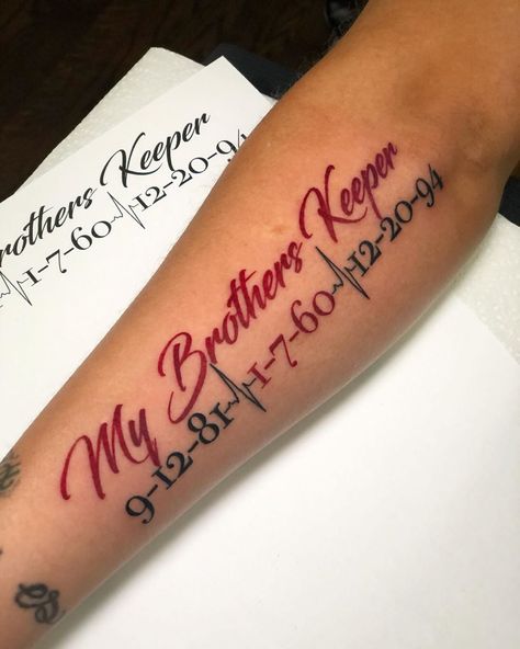 Boss Tattoo, In Loving Memory Tattoos, Tattoo Pics, 16 Tattoo, Brother Tattoos, Cute Hand Tattoos, Forarm Tattoos, Sibling Tattoos, Cool Forearm Tattoos