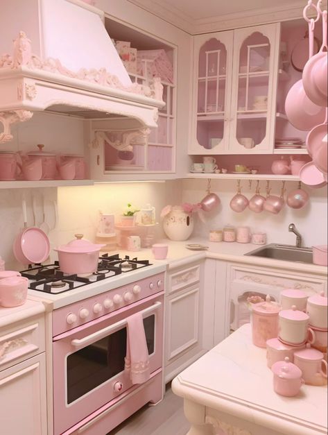 Pink Kitchen Decor, Pink Room Decor, Casa Country, Cute Room Ideas, Dream House Rooms, Pretty Room, Pink Kitchen, Cute House, Cute Kitchen