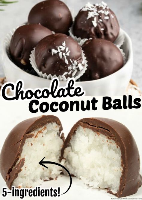 Chocolate Coconut Recipes, Chocolate Covered Balls, Chocolate Coconut Balls No Bake, Christmas Chocolate Balls, Coconut Candy Balls, Coconut Chocolate Balls Recipe, Chocolate Coconut Desserts, Chocolate Balls No Bake, Coconut Balls Dipped In Chocolate