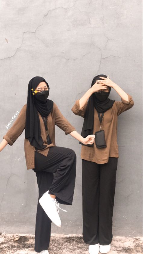 Outfit Hijab Casual Simple, Outfit Ngampus, Ootd Korean Style, Ootd Hijab Style, Outfit Hijab Casual, Ootd Hijab Casual, Hijab Style Casual, Casual Hijab, Style Hijab