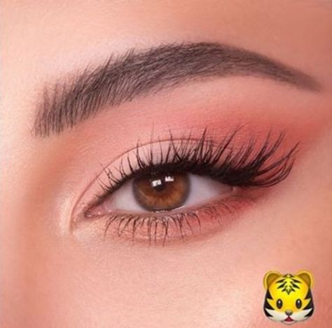 Neutral Makeup Looks With Pink, Simple Pink Eye Shadow Looks, Salmon Pink Makeup, Natural Pink Eye Makeup, Pink Make Up Looks Natural, Makeup For Prom Pink Dress, Make Up Pink Natural, Makeup Ideas Pink Natural, Pink Natural Makeup Looks