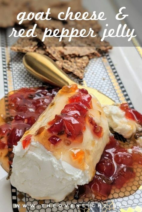 Red Pepper Jelly Appetizer, Pepper Jelly Appetizer, Pepper Jelly Recipes, Goat Cheese Dip, Entertaining Appetizers, Red Pepper Jelly, Goat Cheese Appetizer, Baked Goat Cheese, Hot Pepper Jelly