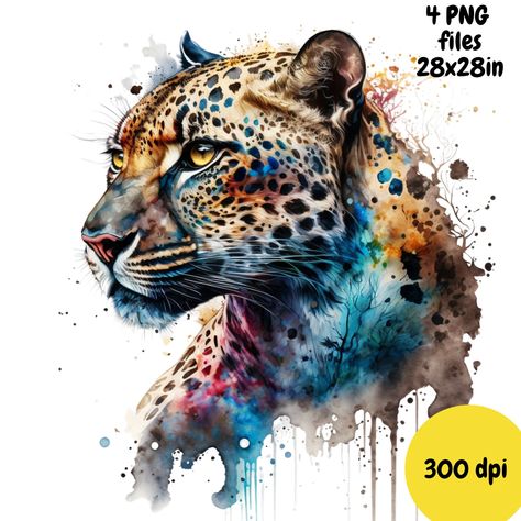 Leopard Clipart, Leopard Wall Art, Leopard Tattoos, Leopard Wall, Leopard Watercolor, Dream Catcher Art, Leopard Art, Tv Digital, Exotic Animals