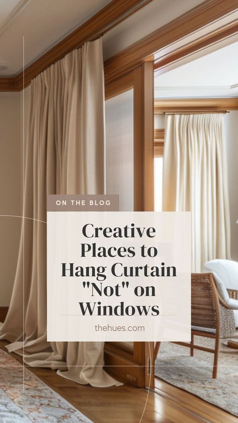 Curtains are not only meant for windows. While they work great at keeping light out and protecting your privacy, they can do a lot more than that. Decorative curtains can add a lot of texture, color, and depth to your room decor. Curtains can also serve the purpose of being room dividers, doors, or covers for many situations. It is an easy and simple way to add a lot of value to your space. Curtain Space Divider, Privacy Curtains Living Room, Curtain To Cover Wall, Curtains On Walls No Window, Curtain Between Rooms, Curtains As Walls, How To Hide A Bad View Out Your Window, Curtains Covering Entire Wall, Curtains As Wall Covering