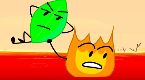 Leafy And Fiery, Fire X Leafy, Fire X Leafy Bfb, Leafy X Fiery, Fireafy Bfb, Leafy Bfb, Bfdi Characters, Inanimate Insanity, I Dont Have Friends