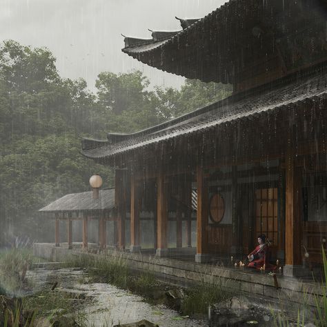 Japan on Behance Nature, Rain Sound, Sound Video, Dark Forest Aesthetic, Ancient Japan, Chinese Aesthetic, Image Bank, Blossoms Art, Japan Aesthetic