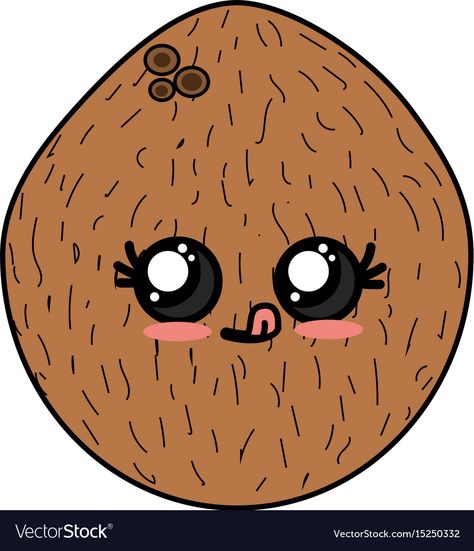 Cute Coconut Drawing, Kawaii Coconut, Coconut Drawing, Coconut Images, Cute Coconut, Fruit Doodle, Coconut Fruit, Fun Drinking Games, Kawaii Fruit