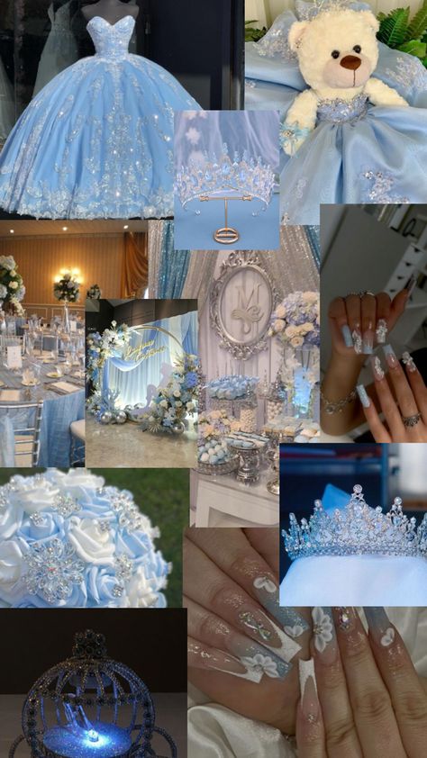 light blue quinceñera idea!!🦋💙🐳 Light Blue Quinceanera Theme, Blue 15 Dresses Quinceanera, Blue 15 Dresses, Blue Quince Dress, Blue Quinceanera Theme, Baby Blue Quinceanera, Light Blue Quince, Wonderland Sweet 16, Quinceanera Theme