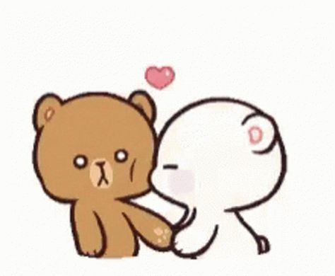 Cute Kiss Sticker, Milk And Mocha Kiss, Calin Gif, Kiss Meme, Milk And Mocha, Kiss Sticker, Mocha Bear, Hug Gif, Bear Gif