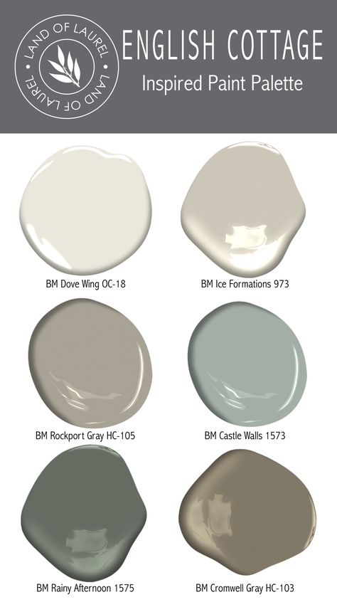 6 No-Fail Whole House Paint Color Palettes – Land of Laurel House Paint Color Palette, Cottage Paint Colors, Dove Wing, Hallway Colours, Cottage Painting, House Color Palettes, Paint Color Schemes, House Color Schemes, Paint Color Palettes