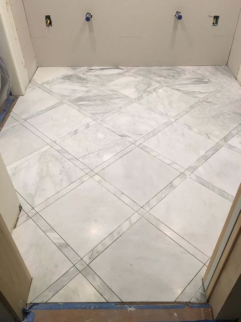 Kitchen Flooring With White Cabinets, Chevron Floor Tile, Best Bathroom Flooring, Marble Bathroom Floor, Bathroom Floor Tile, Signal Hill, Tile Layout, Shower Floor Tile, Floor Bathroom