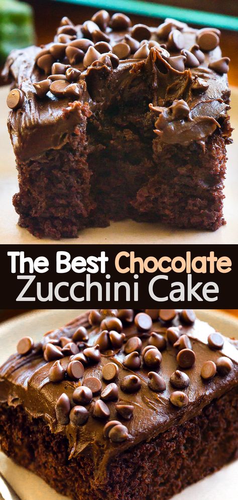 The Best Moist Chocolate Zucchini Cake - Delicious & Easy Dessert Chocolate Zucchini Cake Recipe, Zucchini Desserts, Zucchini Cakes Recipe, Cookies Cupcake, Coconut Dessert, Chocolate Zucchini Cake, Brownie Desserts, Baking Goods, Zucchini Cake