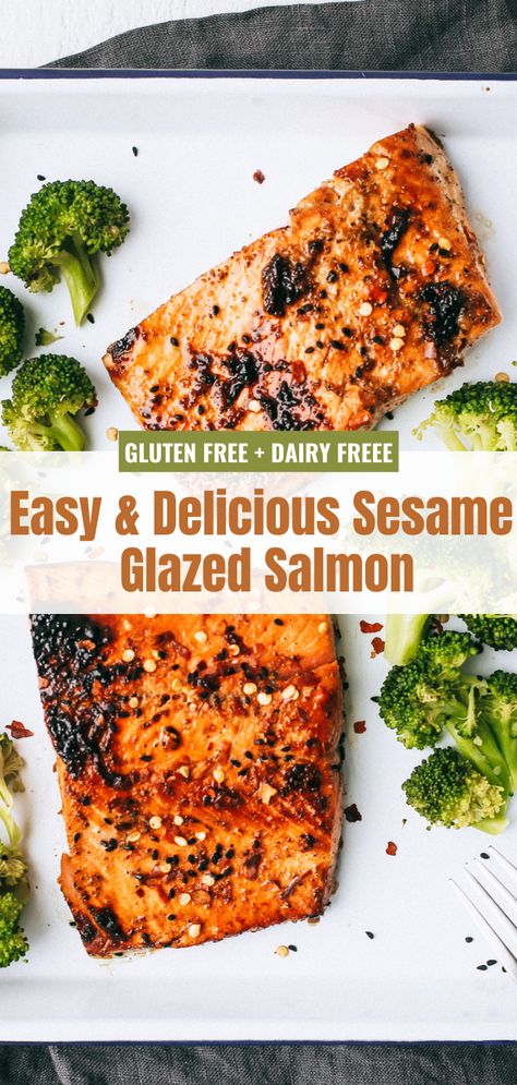 Sesame Salmon, Salmon Glaze Recipes, Salmon Avocado, Lunch Recipe, Perfect Dinner, Glazed Salmon, Salmon Recipe, No Sugar, Inspired Recipes