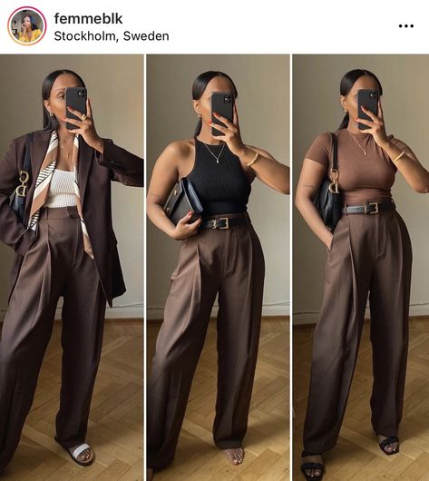 Cute Work Outfits Winter Business Casual, Autumn Work Outfits Black Women, 2023 Casual Style Trends, Shoes For Corporate Attire, Trouser With Sneakers Women, Work Outfits With Flare Pants, Nude Work Outfit, Fall Outfits Women Black Woman Work, Professional Outfits Black Women Summer