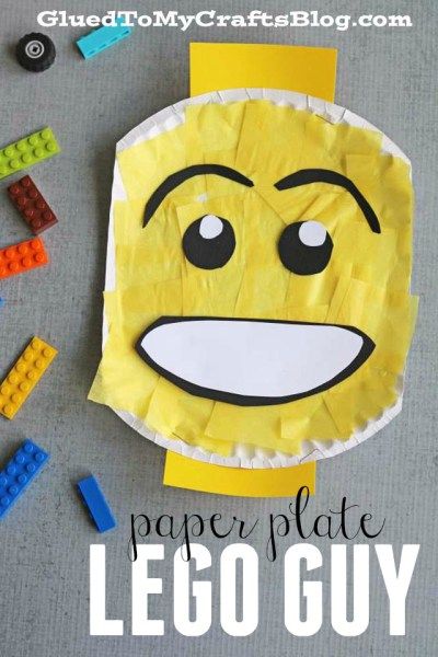 Paper Plate Lego Character - Kid Craft Lego Classroom Theme, Lego Classroom, Lego Crafts, Lego Character, Lego Camp, Lego Head, Paper Plate Crafts For Kids, Lego Club, Lego Diy