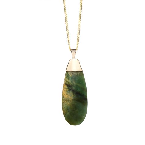 Pounamu jewellery New Zealand Greenstone Roimata with 9CT Gold Cap. We sell Pounamu necklaces (Greenstone pendants) handmade in New Zealand by local artists. Visit our website for the largest range in NZ. Gold Cap, Mind Up, Gold Caps, Popular Jewelry, Gift Wrapping Services, Premium Gift, Smooth Lines, Jade Pendant, Local Artists